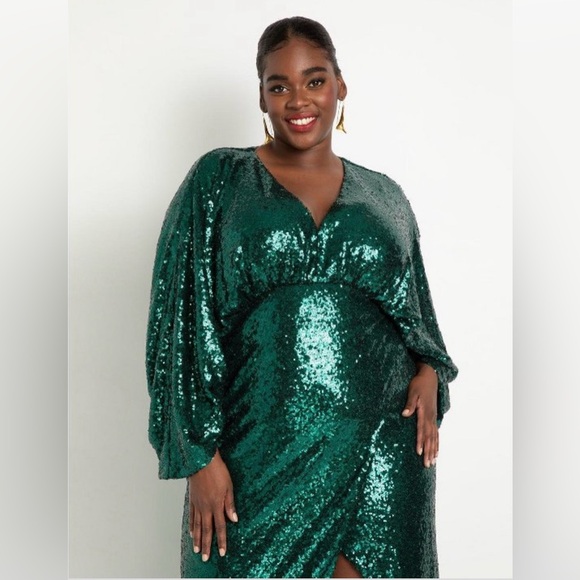LIKE NEW Eloquii Dolman Sleeve Sequin Dress Sz 20w - Picture 2 of 3
